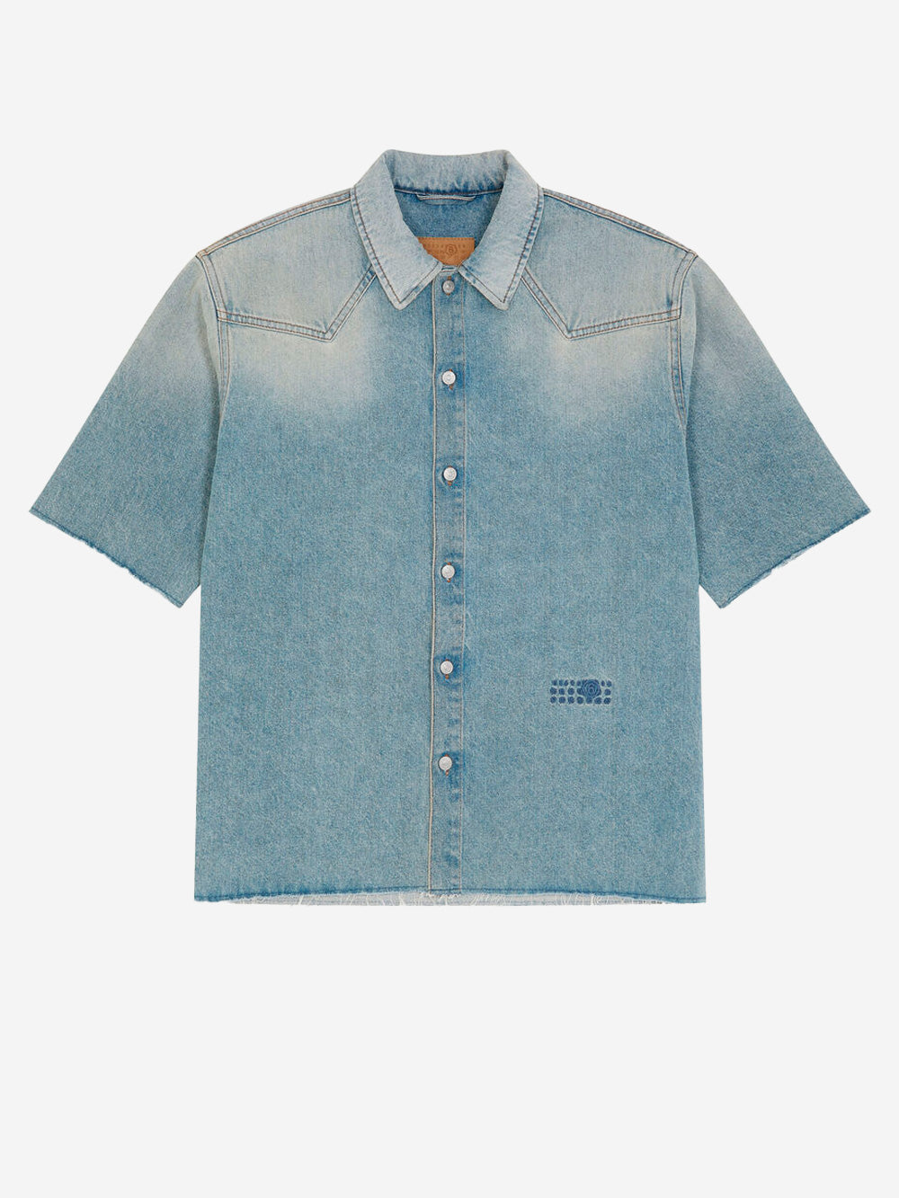 Оригінальна Short-Sleeved Denim Shirt With Raw Hemline Maison margiela – боковий вид