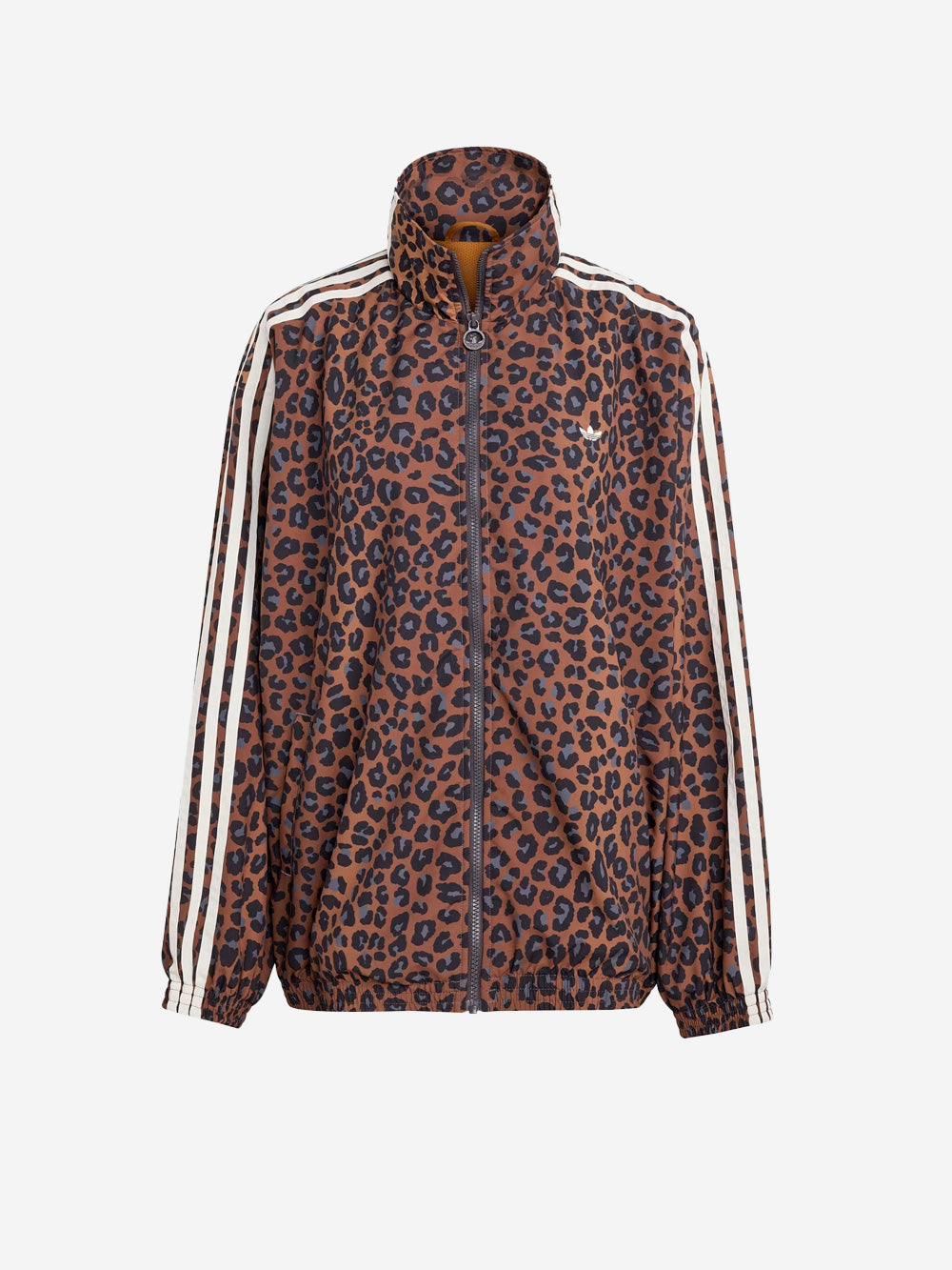 Brown Oversized Sports Jacket With Leopard Print Adidas оригінал – Купити в Україні – боковий вид