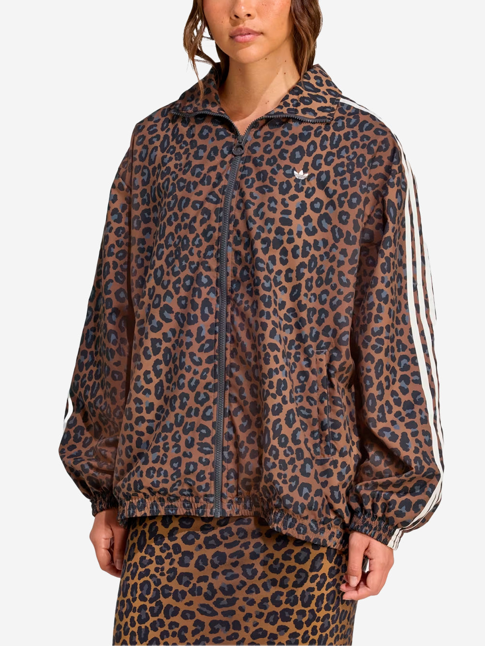 Brown Oversized Sports Jacket With Leopard Print Adidas оригінал – Купити в Україні – детальний вид