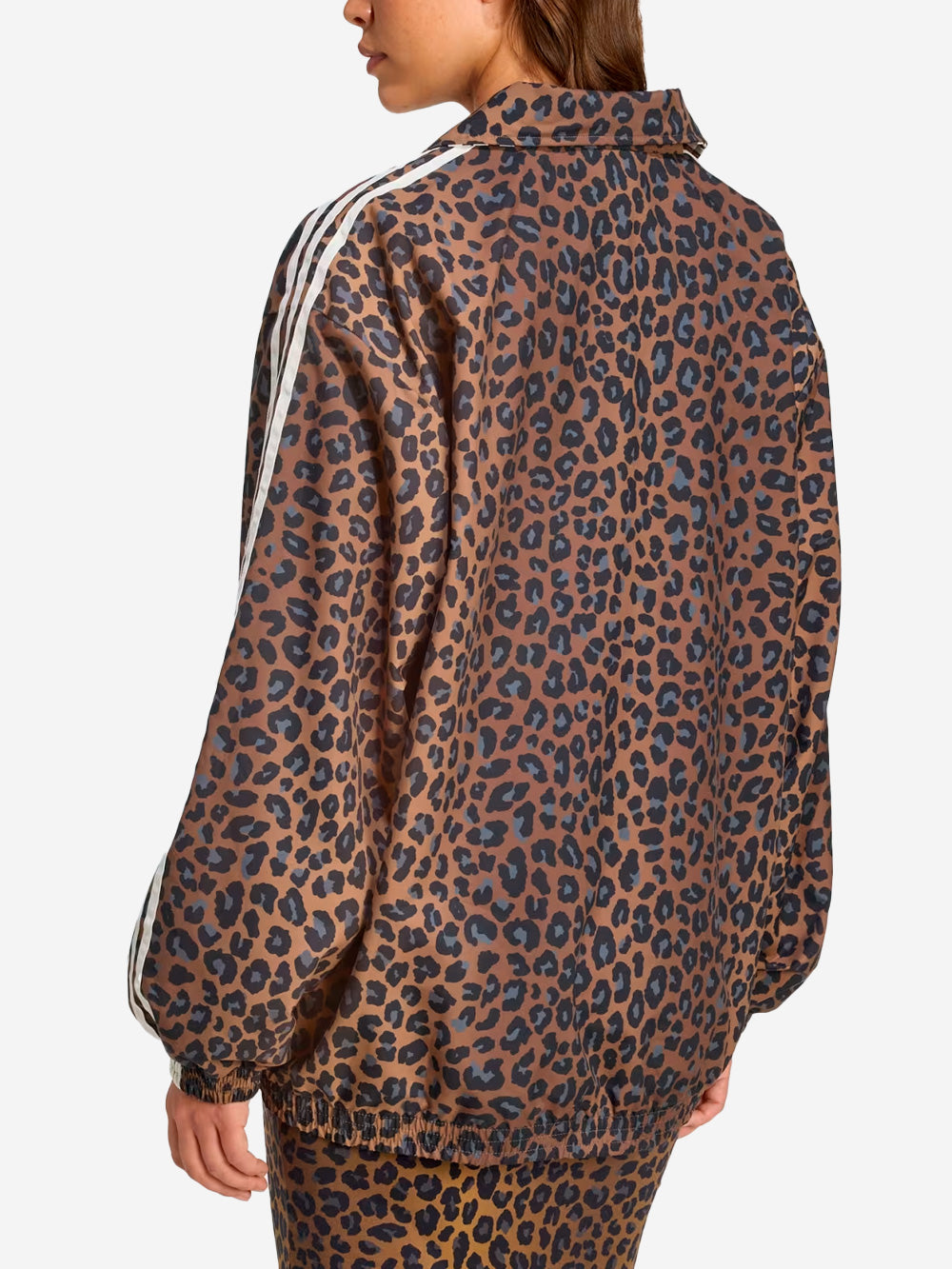 Brown Oversized Sports Jacket With Leopard Print Adidas оригінал – Купити в Україні – збільшений вид - ADIDAS