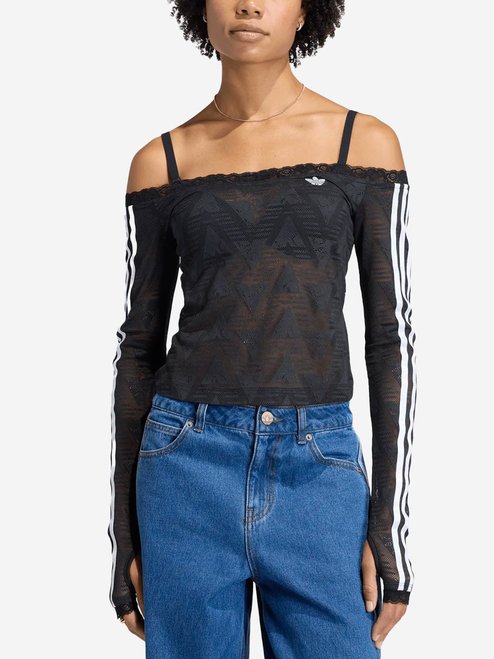 Bardot Fitted Top With Exposed Shoulders And Lace Details Adidas оригінал – Купити в Україні – детальний вид