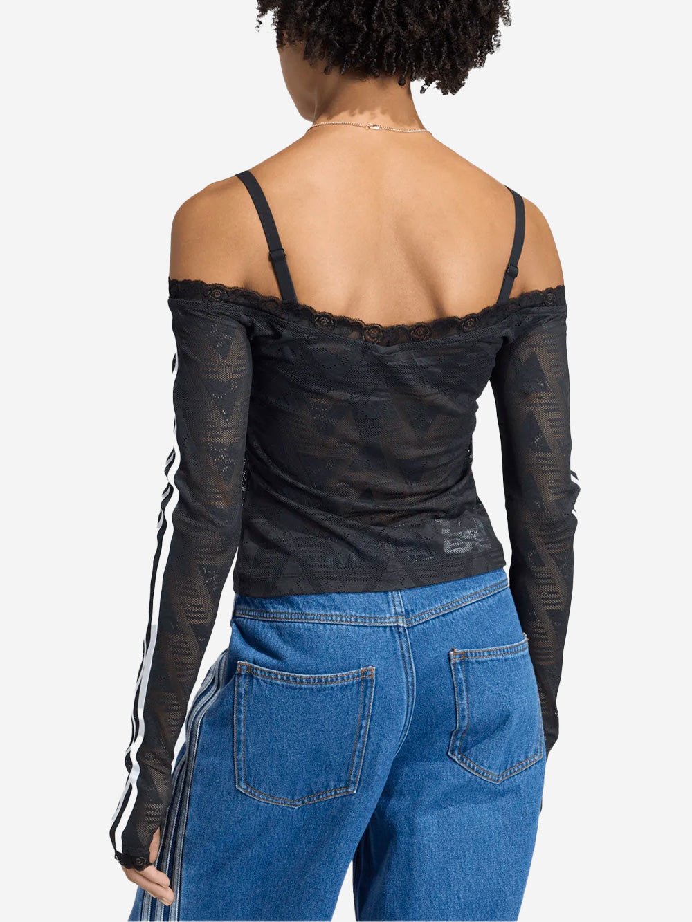 Bardot Fitted Top With Exposed Shoulders And Lace Details Adidas оригінал – Купити в Україні – збільшений вид - ADIDAS