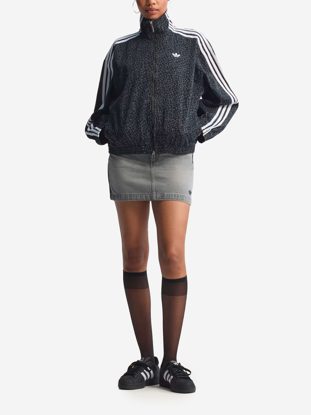 Оригінальна Firebird Oversized Denim Jacket With Black Animal Graphics Adidas – вид ззаду