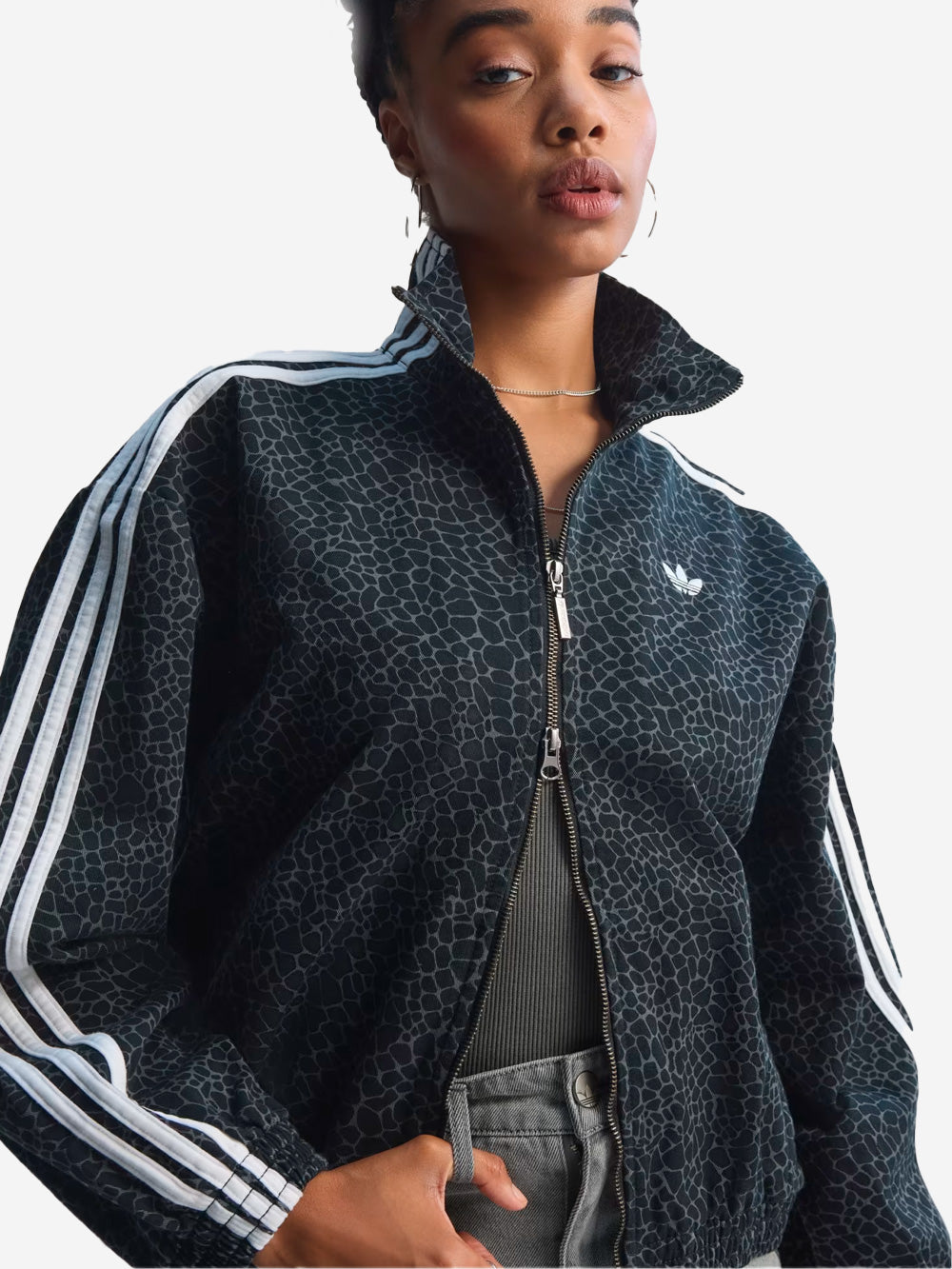 Оригінальна Firebird Oversized Denim Jacket With Black Animal Graphics Adidas – детальний вид - ADIDAS