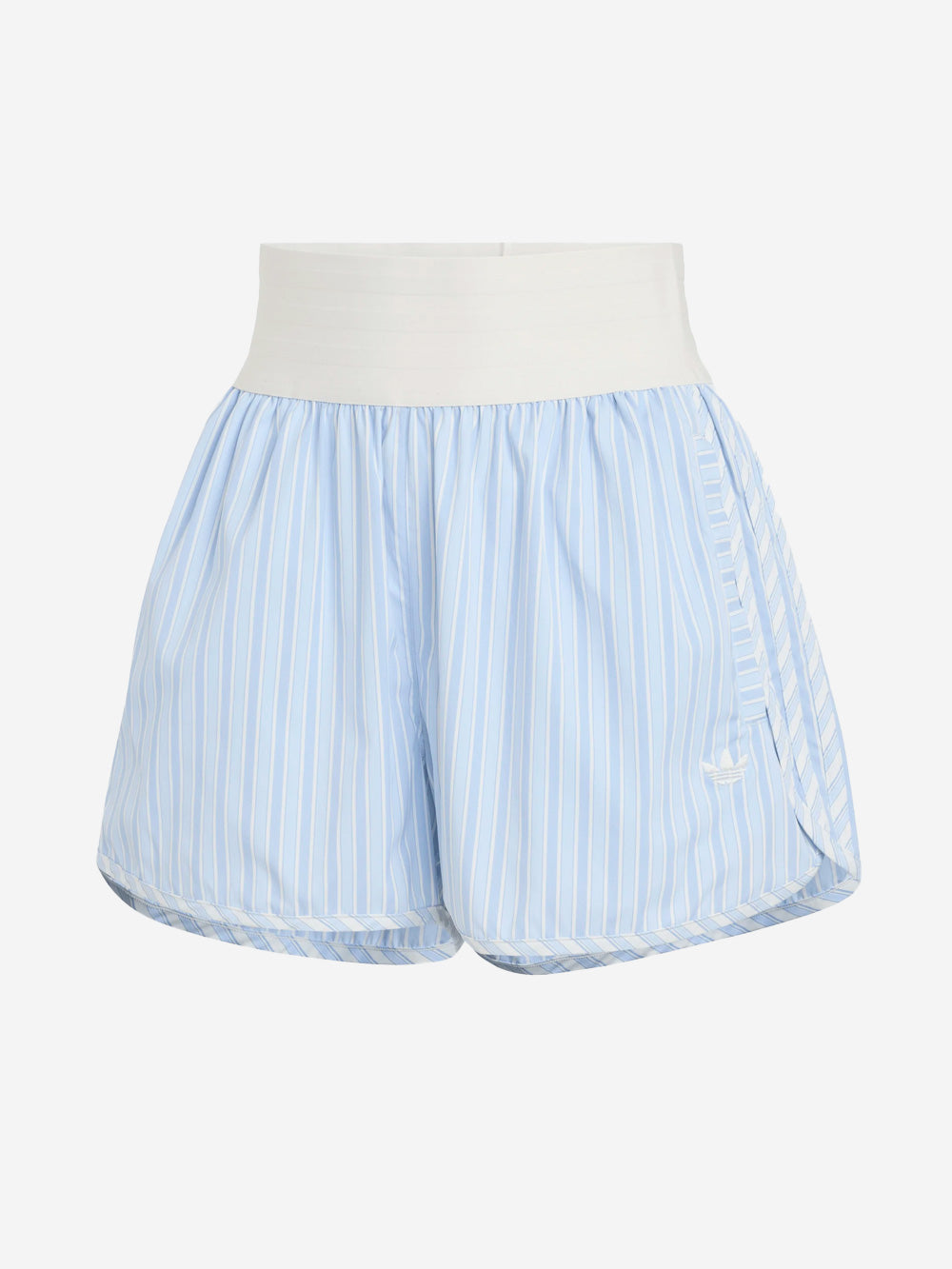 Light Blue Striped Poplin Fabric Shorts With Elasticized Waistband Adidas – Гарантія оригінальності – боковий вид - ADIDAS