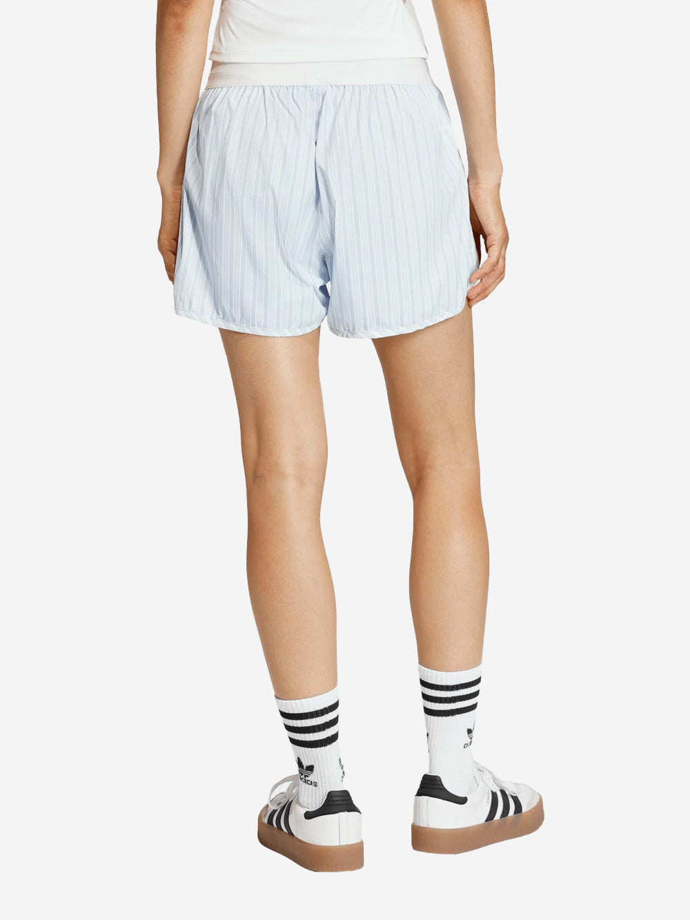 Light Blue Striped Poplin Fabric Shorts With Elasticized Waistband Adidas – Гарантія оригінальності – збільшений вид