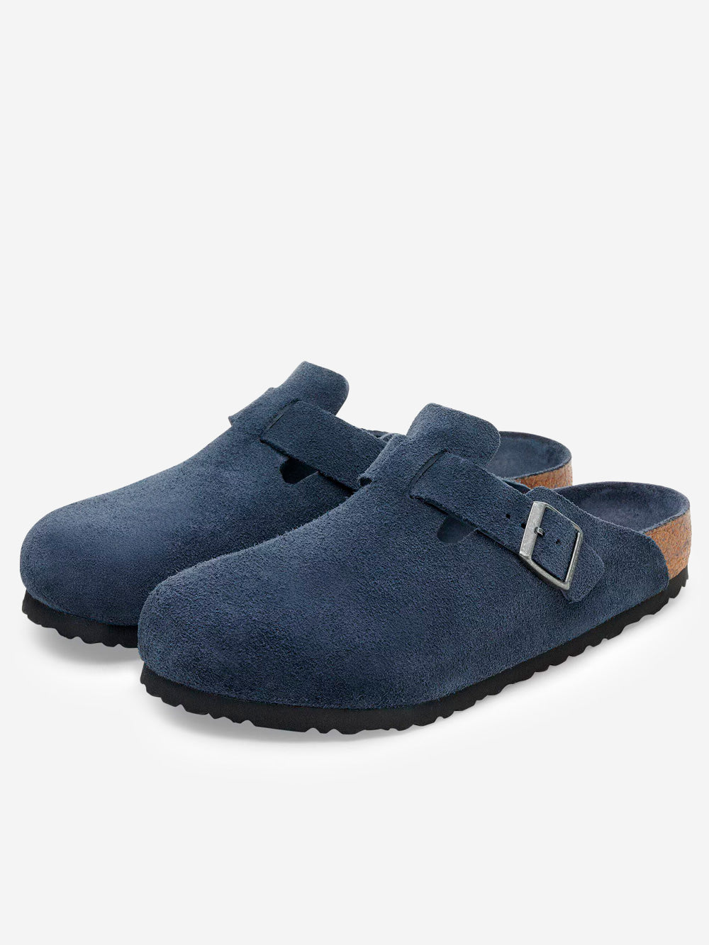 Boston Suede Blue Soft Footbed Birkenstock – Гарантія оригінальності – вид ззаду - BIRKENSTOCK