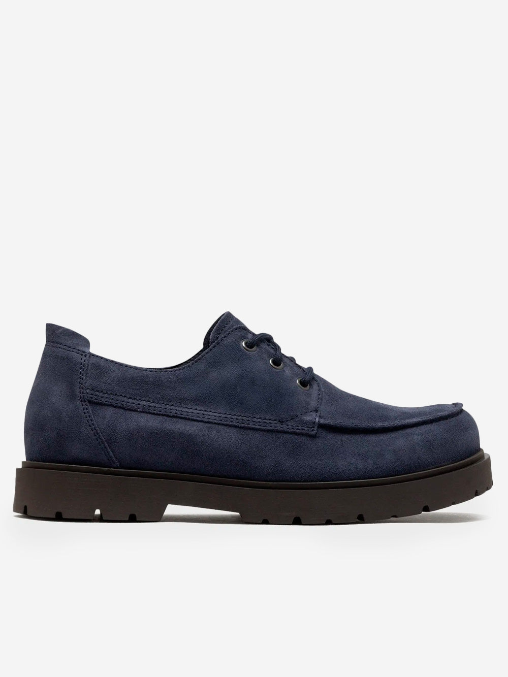 Highwood Lace Low Lace-Up Shoes In Navy Blue Suede Birkenstock – Гарантія оригінальності – боковий вид - BIRKENSTOCK
