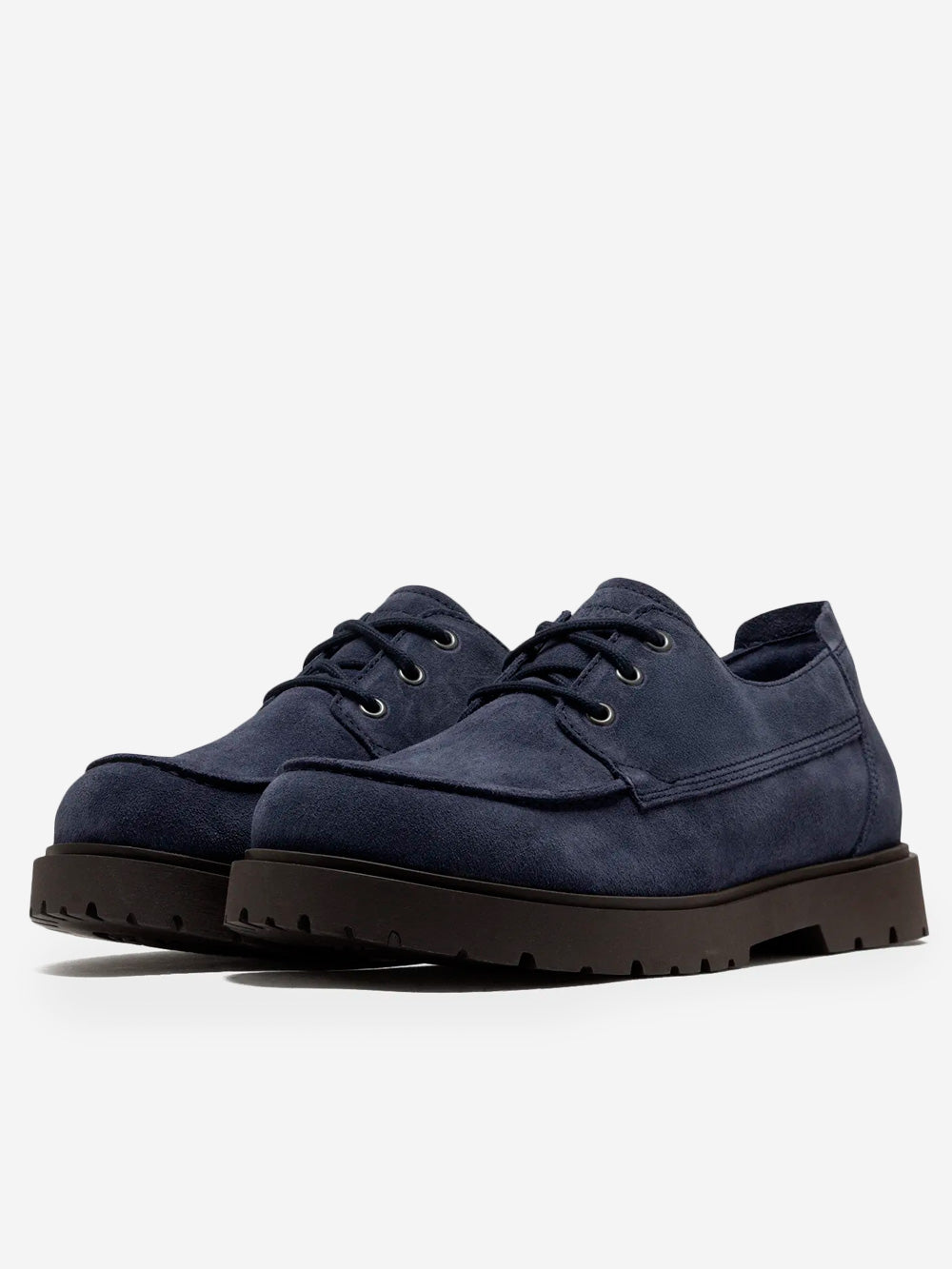 Highwood Lace Low Lace-Up Shoes In Navy Blue Suede Birkenstock – Гарантія оригінальності – вид ззаду - BIRKENSTOCK