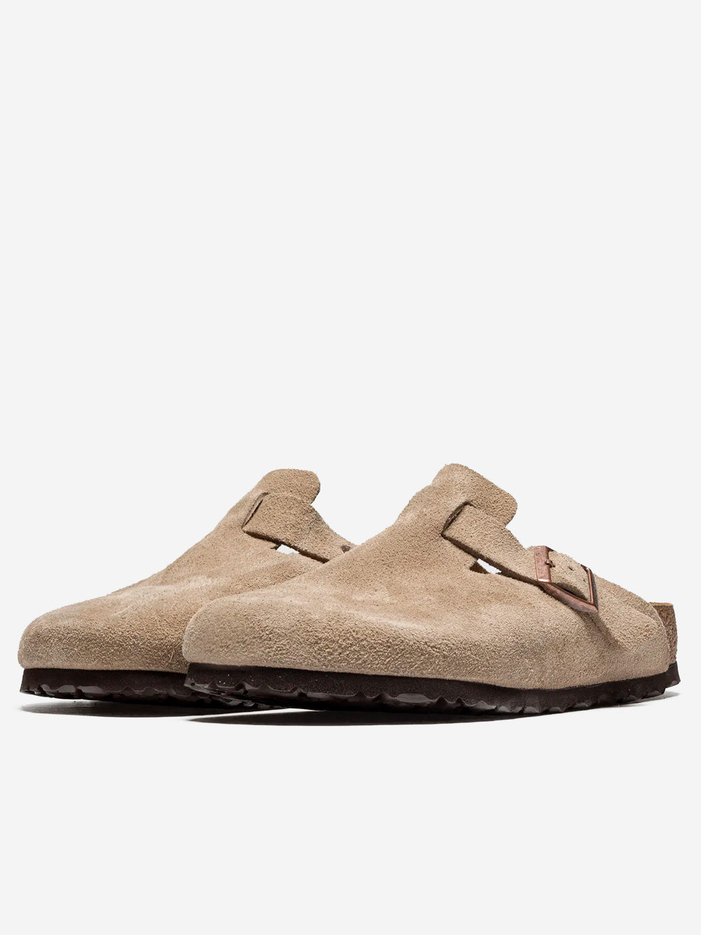 Boston Suede Taupe Soft Footbed Birkenstock – Гарантія оригінальності – вид ззаду