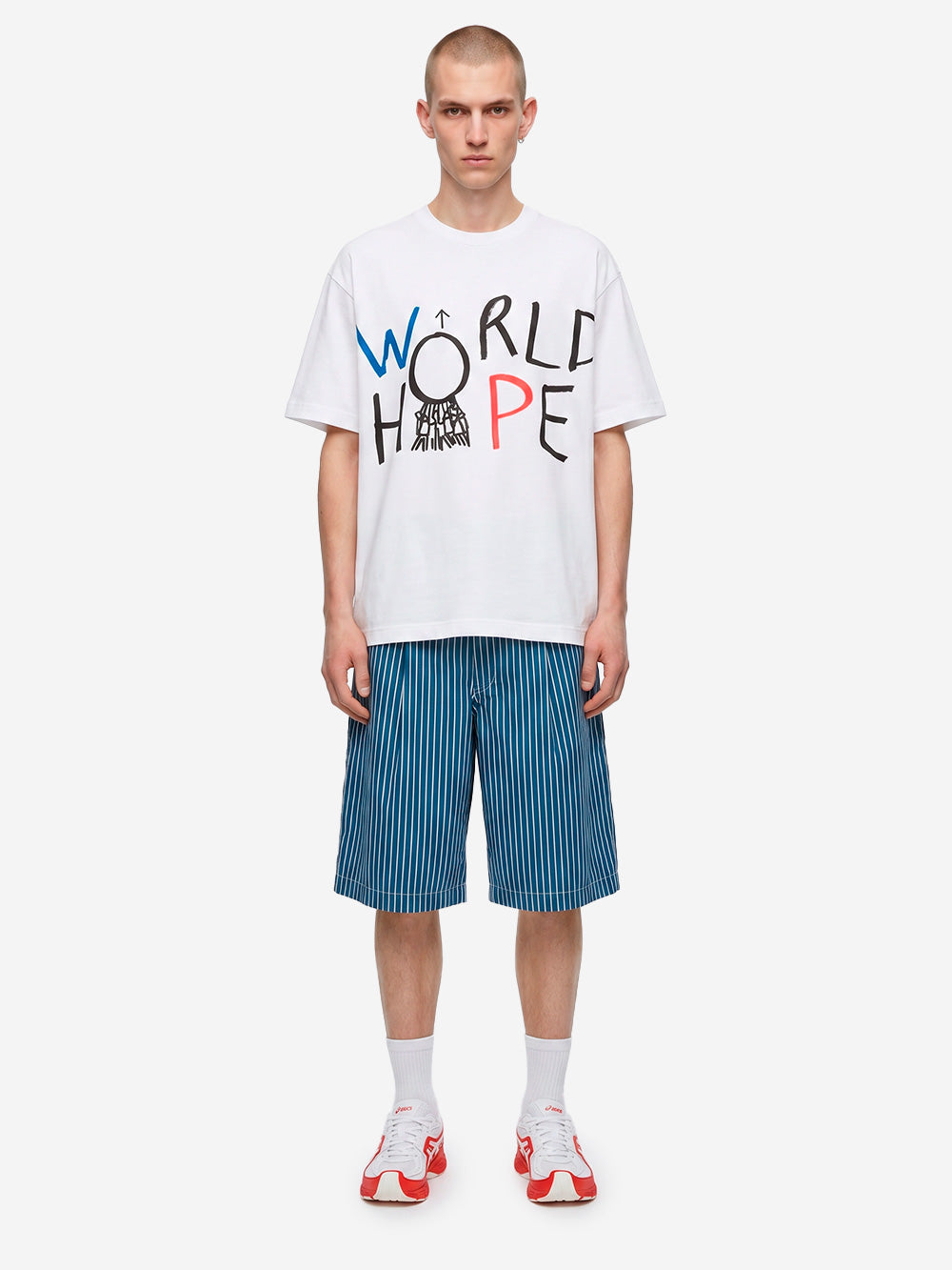 White Cotton Jersey T-Shirt With World Hope Graphic Comme des garcons оригінал – Купити в Україні – вид ззаду