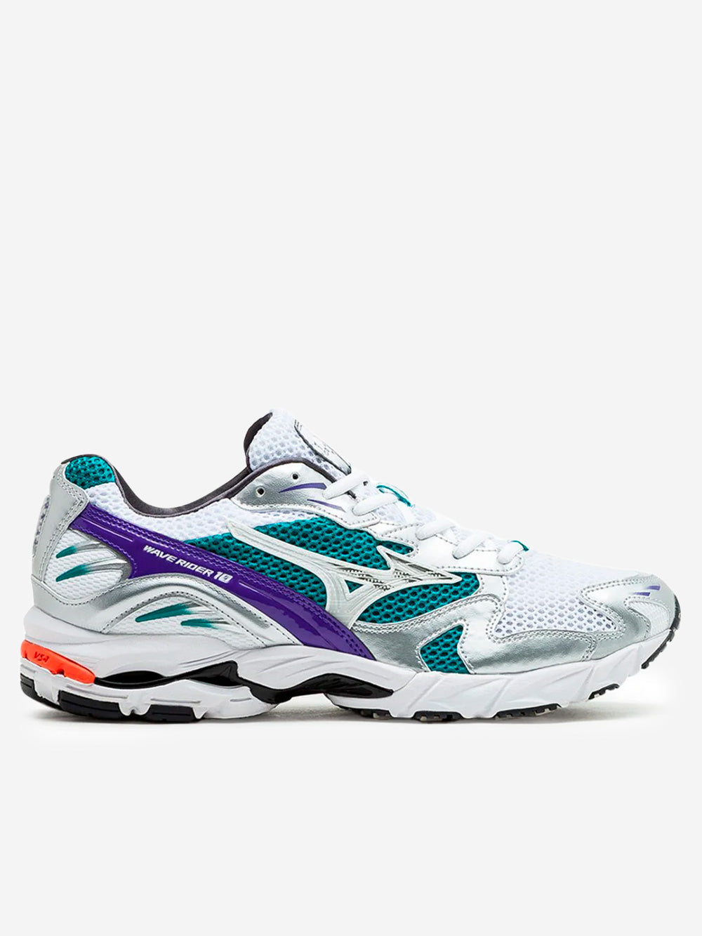 Sl Wave Rider 10 White And Silver With Teal Blue Mizuno оригінал – Купити в Україні – боковий вид