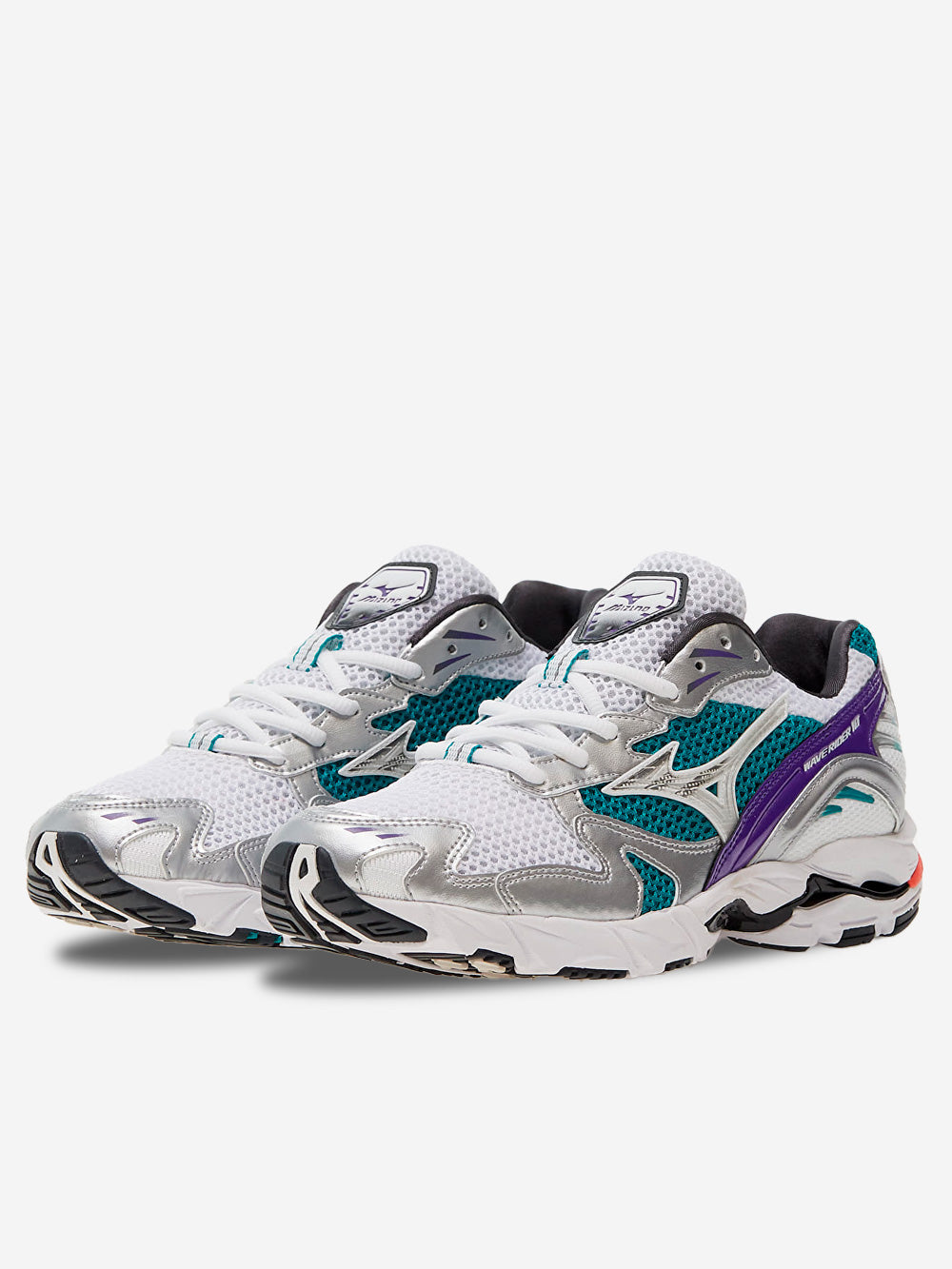Sl Wave Rider 10 White And Silver With Teal Blue Mizuno оригінал – Купити в Україні – вид ззаду