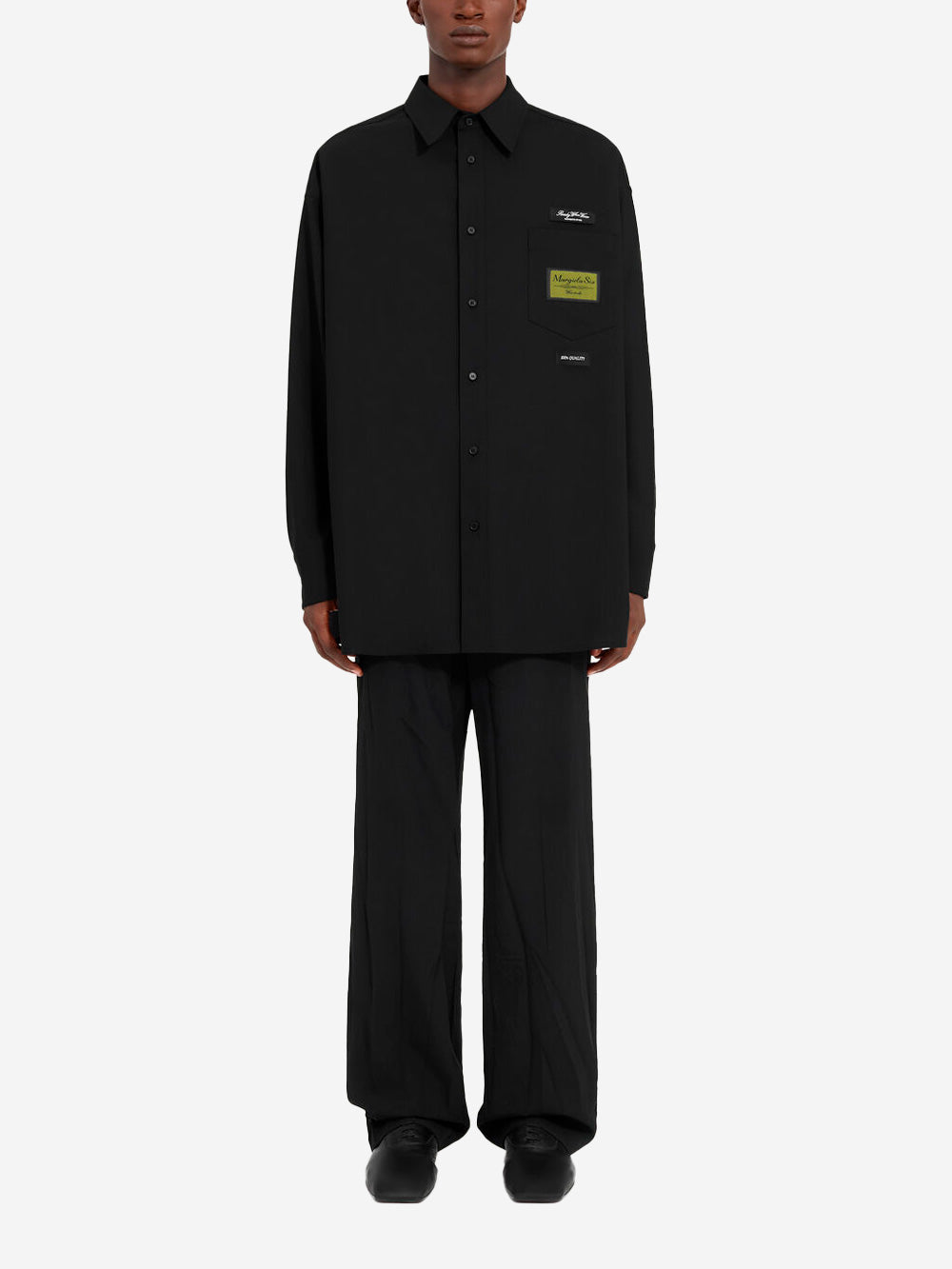 Оригінальна Black Wool Blend Shirt With Labels And Stitch On The Back Maison margiela – вид ззаду