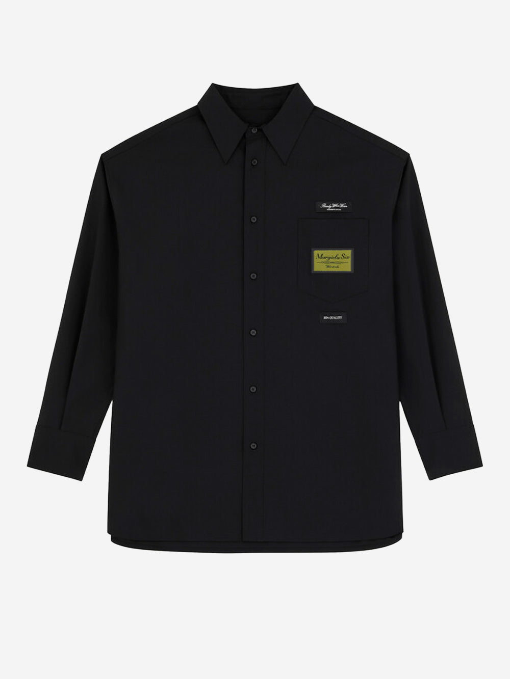 Оригінальна Black Wool Blend Shirt With Labels And Stitch On The Back Maison margiela – боковий вид