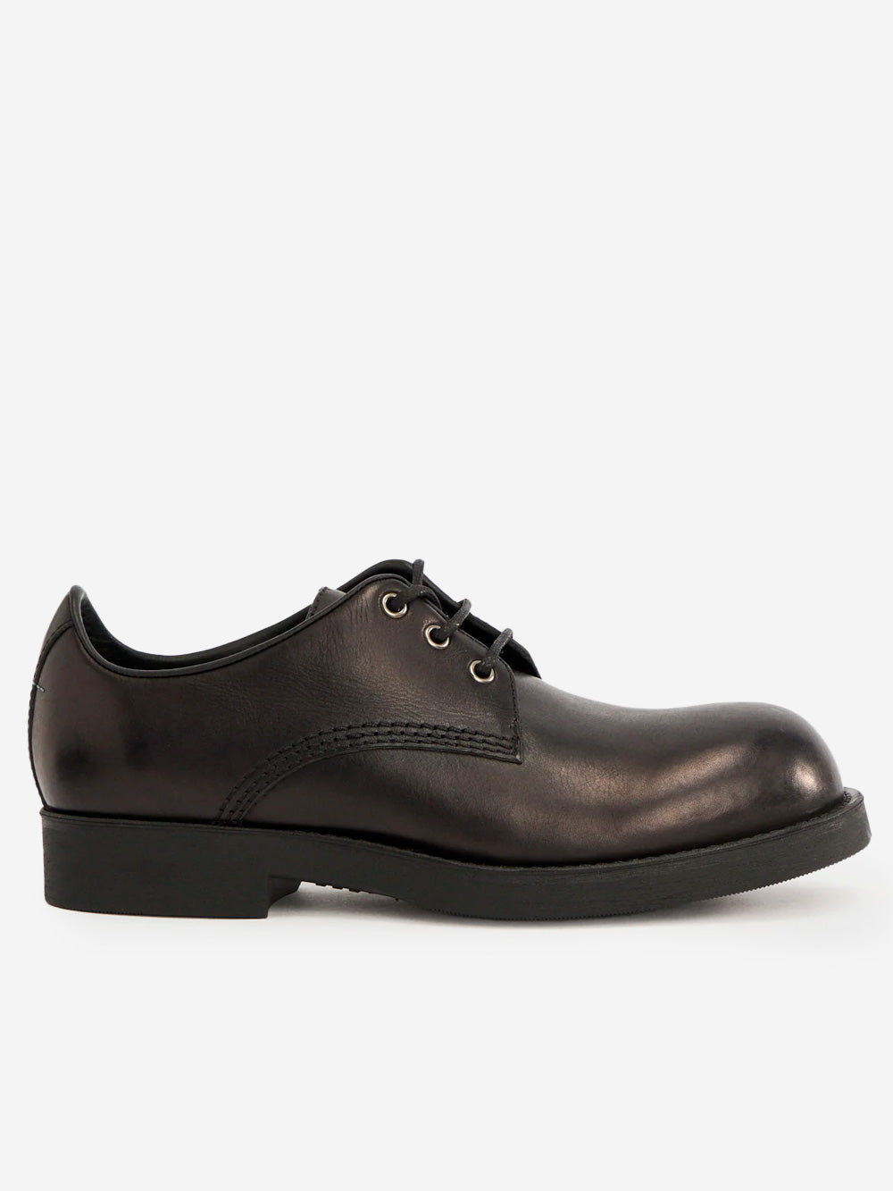 Black Leather Derby With Stitch Maison margiela – Гарантія оригінальності – боковий вид