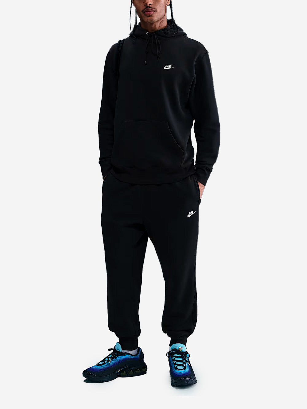 Black Pullover Sweatshirt With Hood And Swoosh Nike – Гарантія оригінальності – вид ззаду