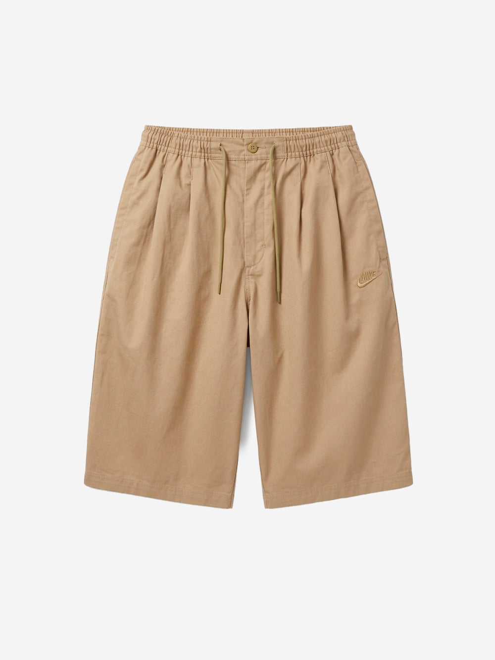 Beige Pleated Oversized Shorts With Swoosh Nike – Гарантія оригінальності – боковий вид