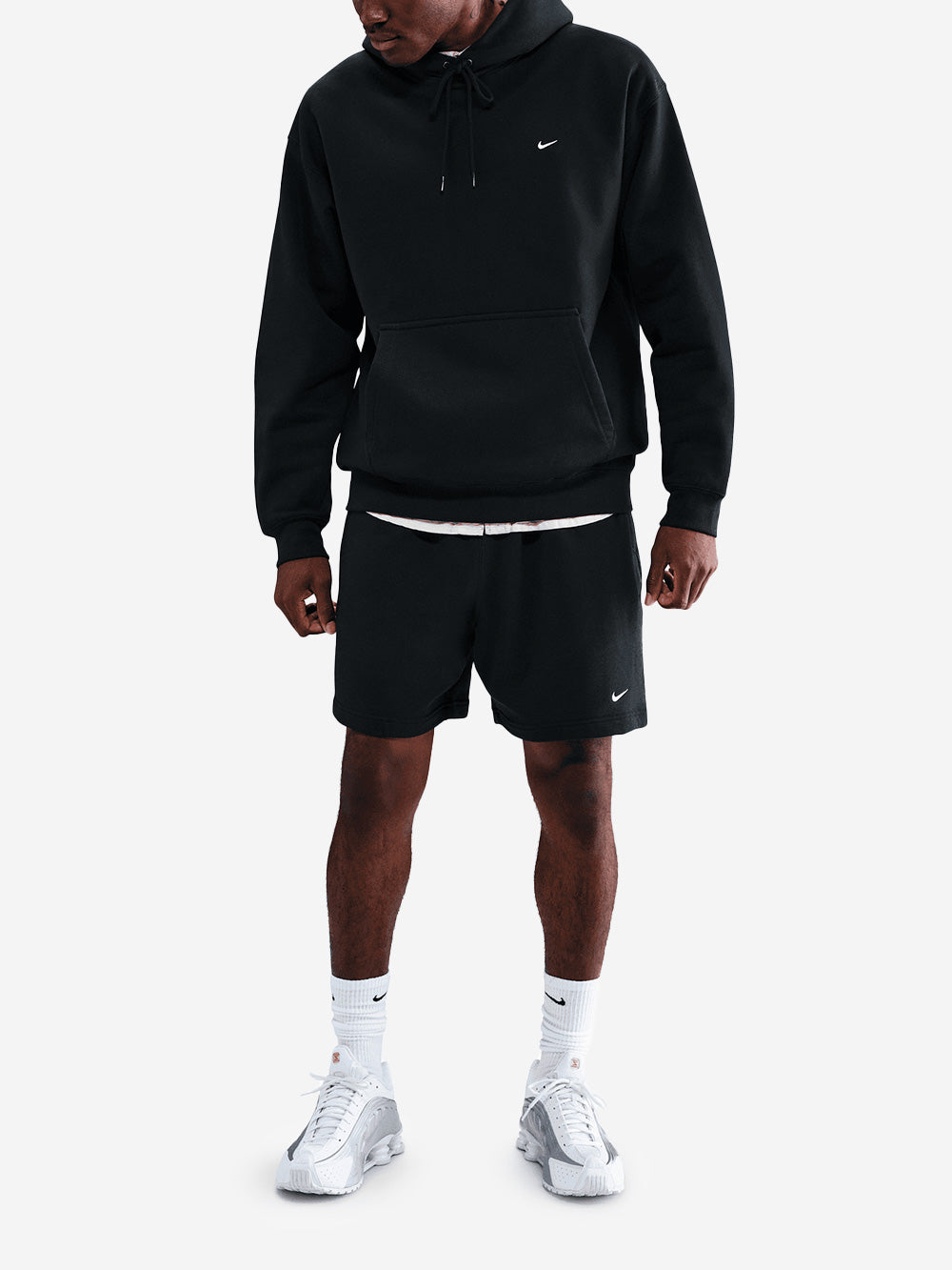 Black Pullover Sweatshirt With Hood And Swoosh Nike – Гарантія оригінальності – вид ззаду