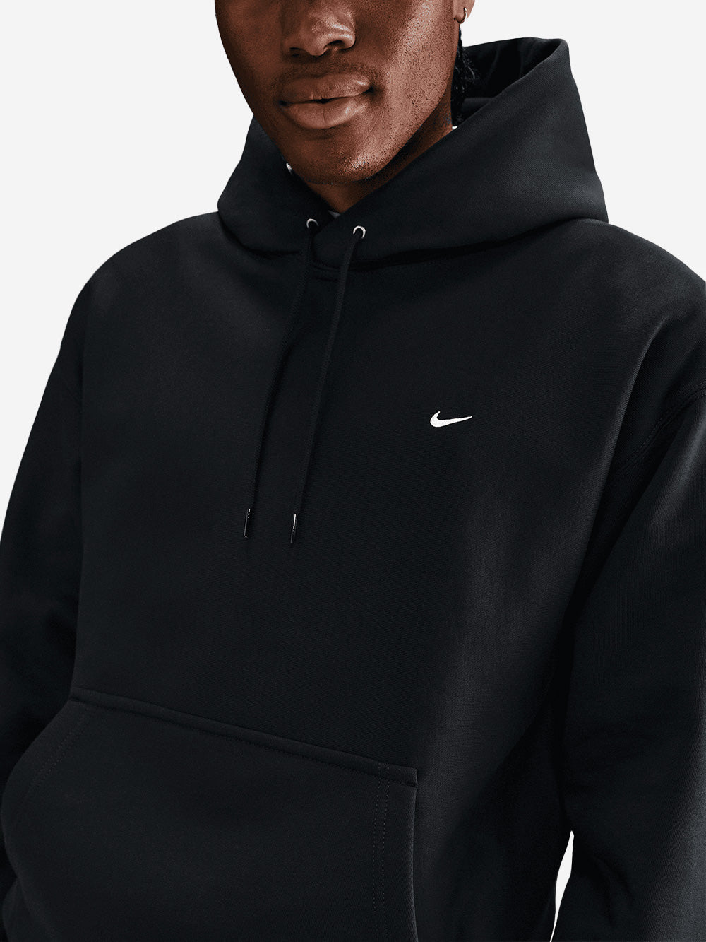 Black Pullover Sweatshirt With Hood And Swoosh Nike – Гарантія оригінальності – детальний вид