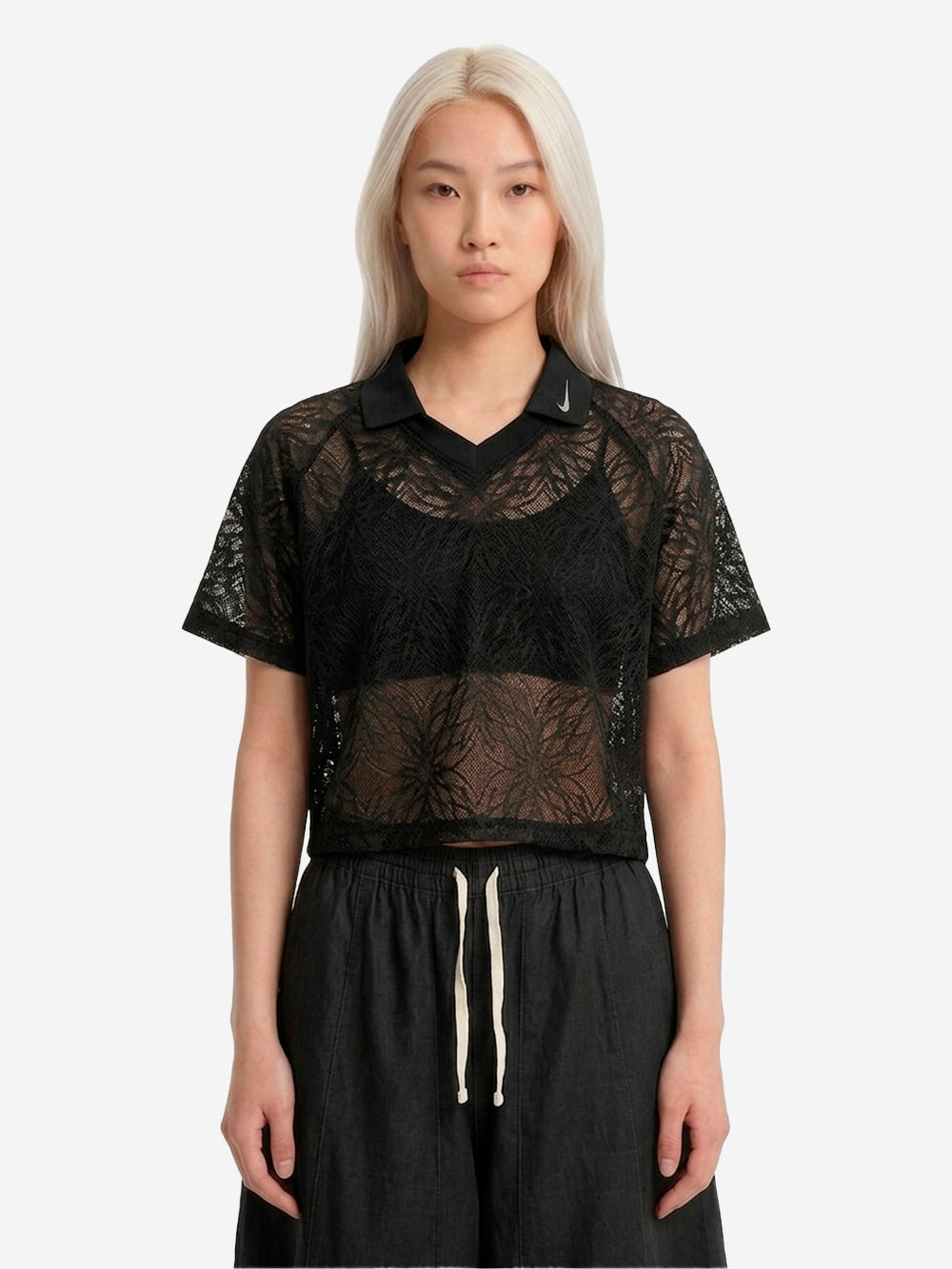 Оригінальна Black Loose Fit Jersey Polo Shirt With Lace Nike – детальний вид