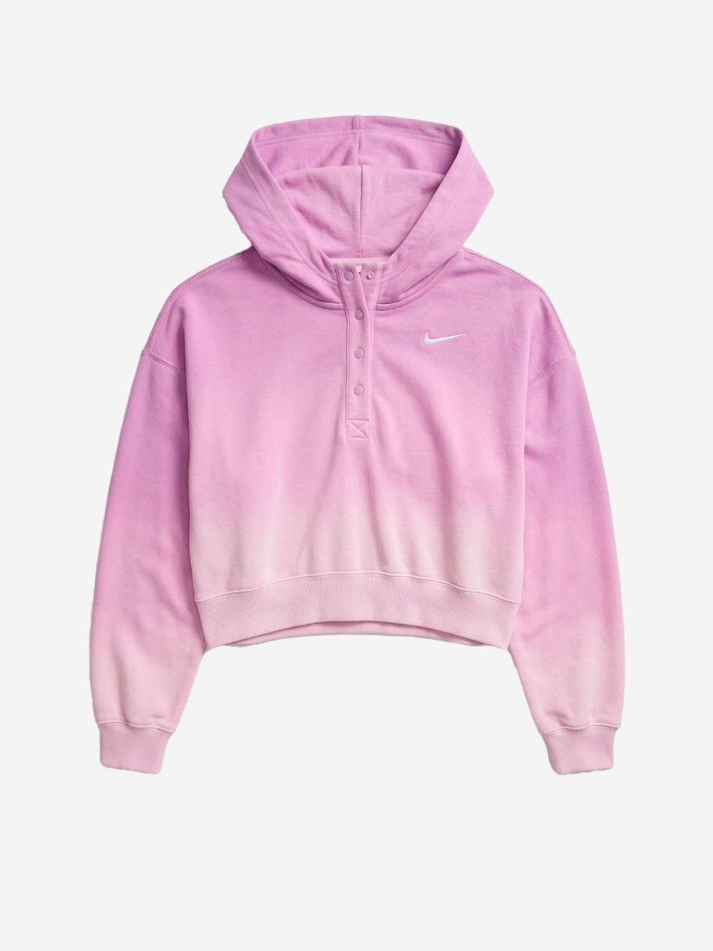 Оригінальна Pink Hooded Cropped Fleece Dip-Dye Wash Sweatshirt Nike – боковий вид