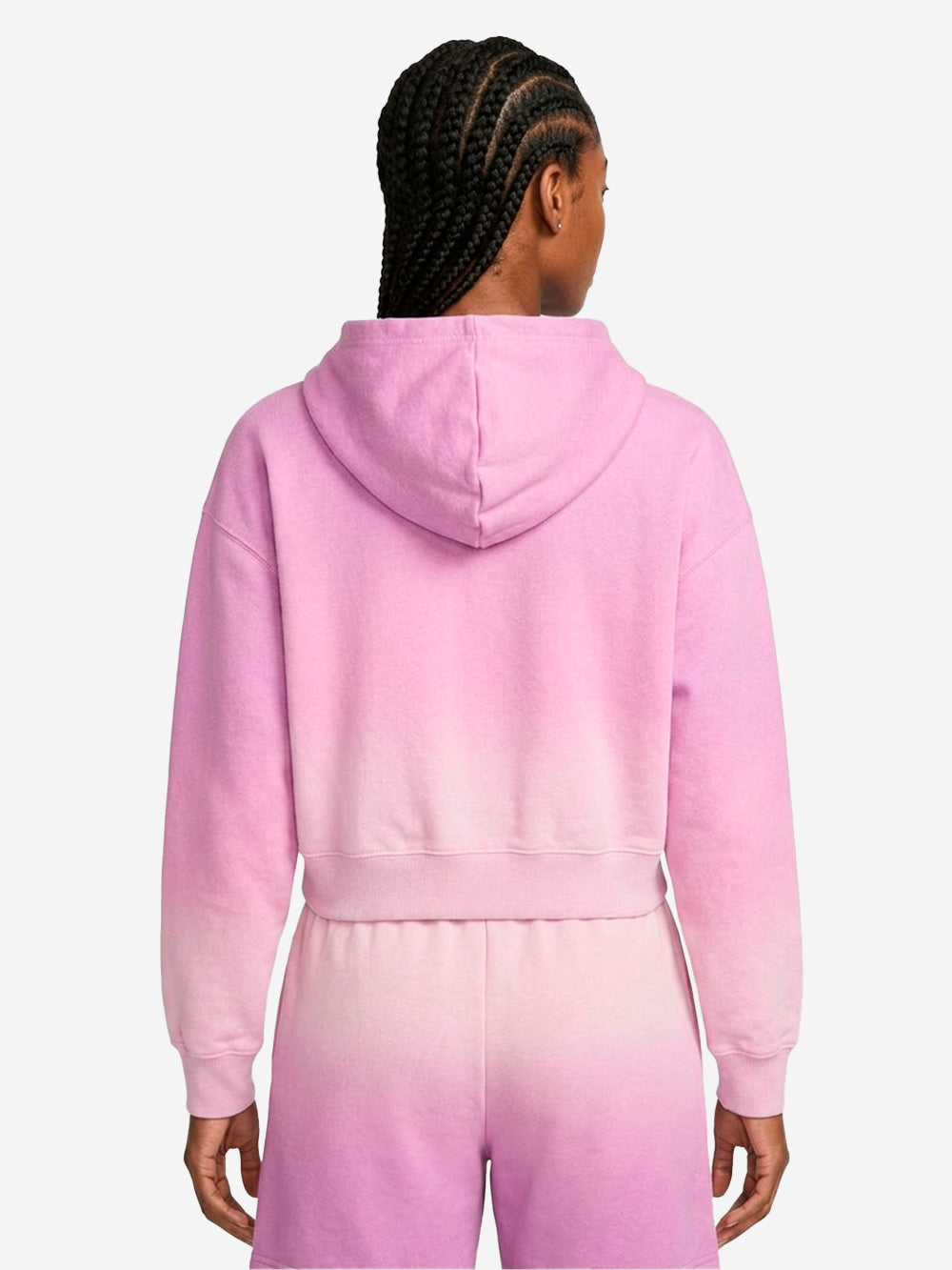 Оригінальна Pink Hooded Cropped Fleece Dip-Dye Wash Sweatshirt Nike – збільшений вид
