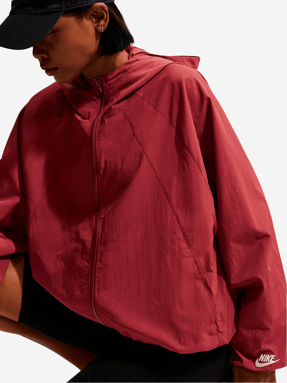 Red Oversize Jacket With Hood Made Of Water-Repellent Taffeta Nike оригінал – Купити в Україні – детальний вид