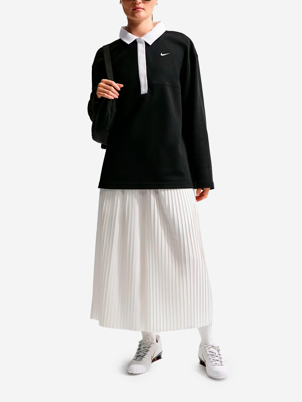 White Taffeta Oversized Culotte Pants Nike оригінал – Купити в Україні – вид ззаду
