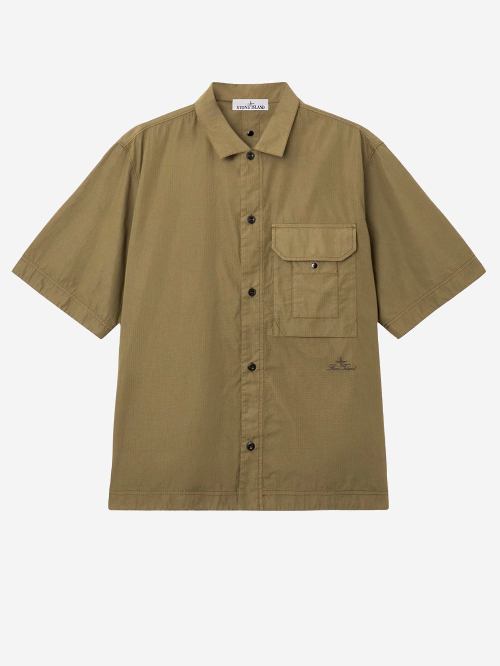 Оригінальна Green Micro Ripstop Short Sleeve Shirt With Chest Pocket Stone island – боковий вид