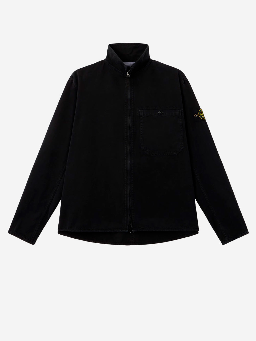 Оригінальна Black Panama Cotton Overshirt With Old Effect Stone island – боковий вид