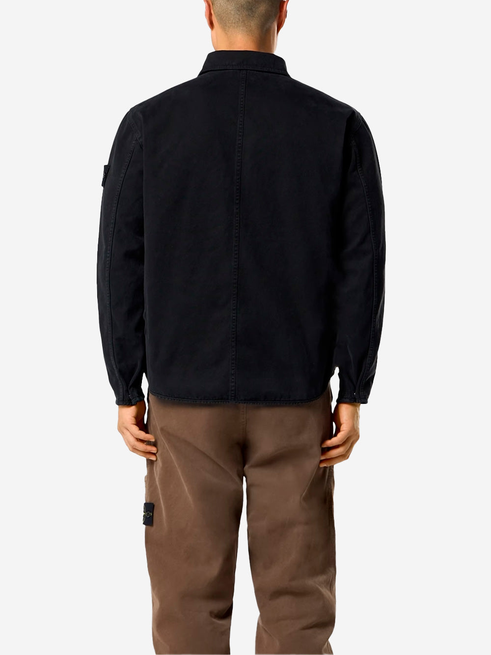 Оригінальна Black Panama Cotton Overshirt With Old Effect Stone island – збільшений вид