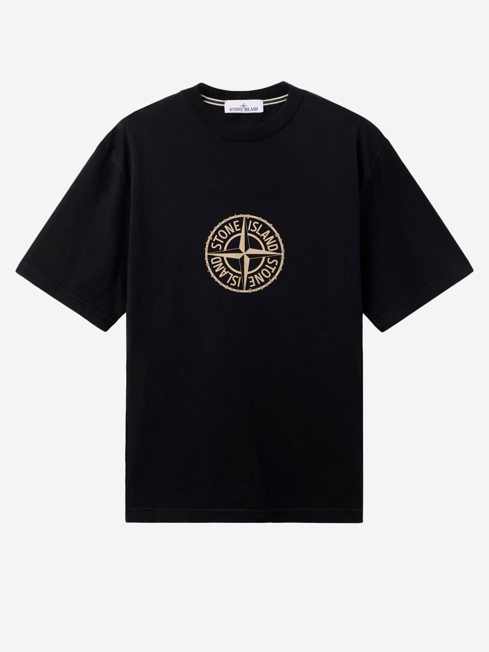 Black Cotton T-Shirt With All Around Compass Print Stone island – Гарантія оригінальності – боковий вид