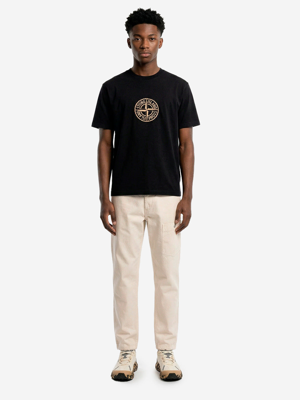 Black Cotton T-Shirt With All Around Compass Print Stone island – Гарантія оригінальності – вид ззаду