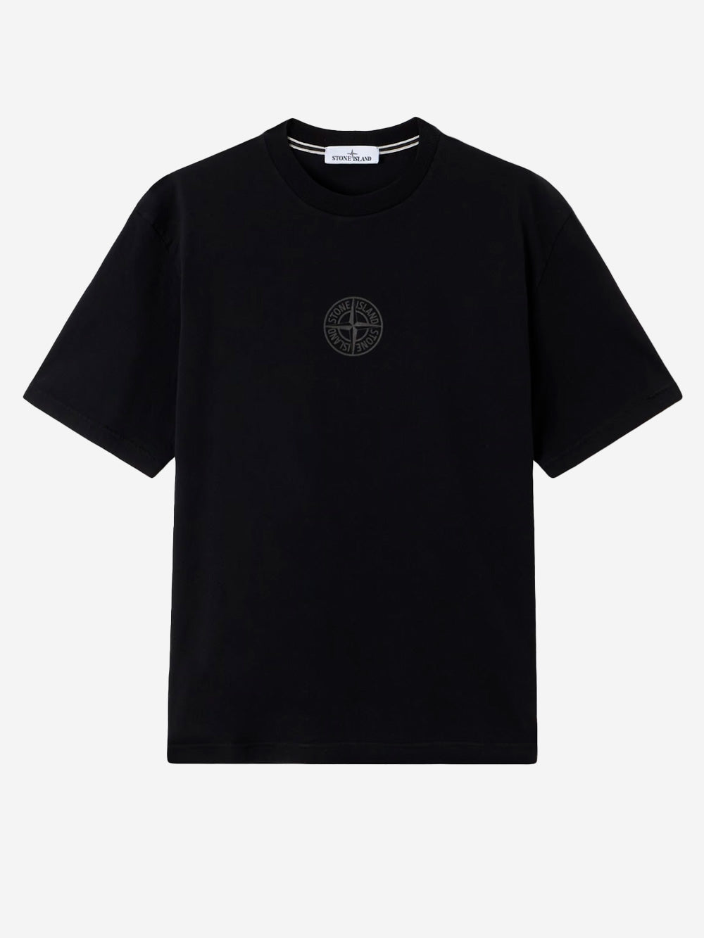 Black Short-Sleeved T-Shirt In Organic Cotton Jersey With Camo Compass Print Stone island оригінал – Купити в Україні – боковий вид