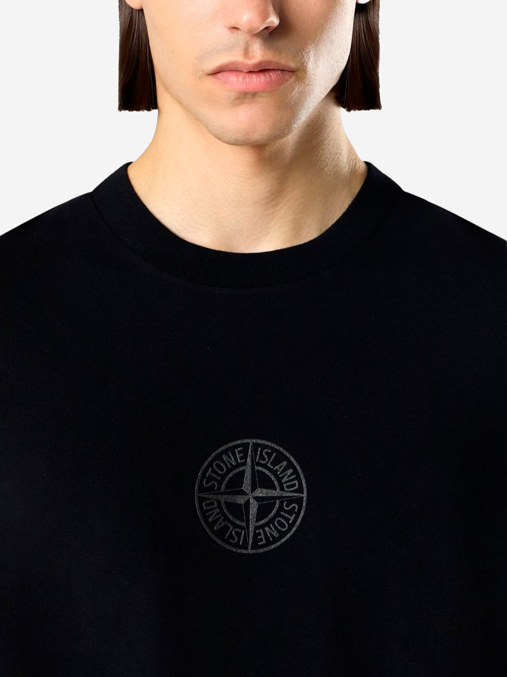 Black Short-Sleeved T-Shirt In Organic Cotton Jersey With Camo Compass Print Stone island оригінал – Купити в Україні – детальний вид