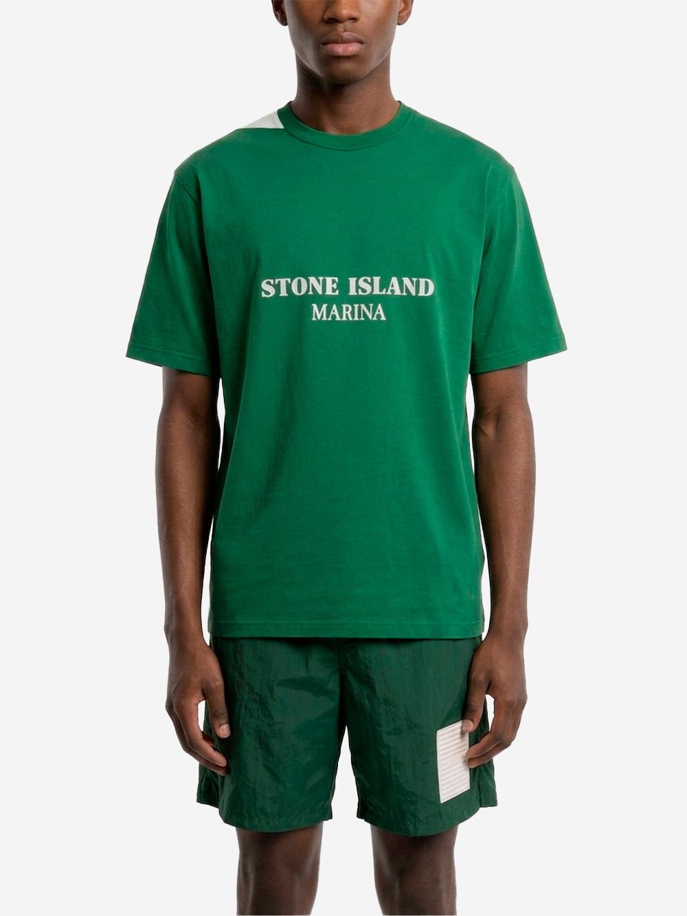 Green Combed Cotton Oversized T-Shirt With Marina Print Stone island оригінал – Купити в Україні – детальний вид