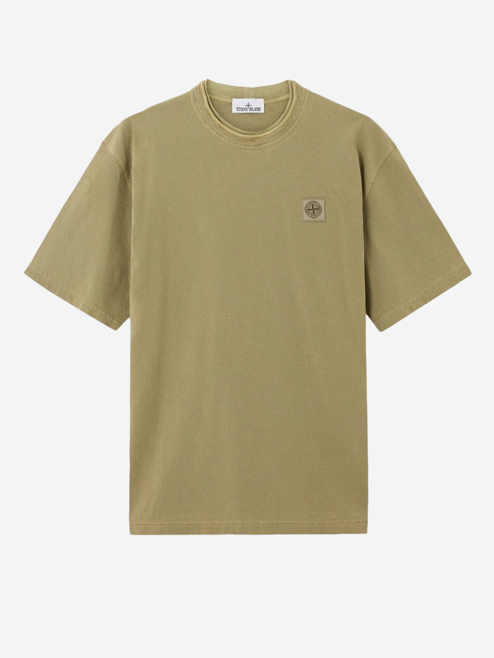 Green Combed Cotton Old Effect T-Shirt With Compass Patch Stone island – Гарантія оригінальності – боковий вид