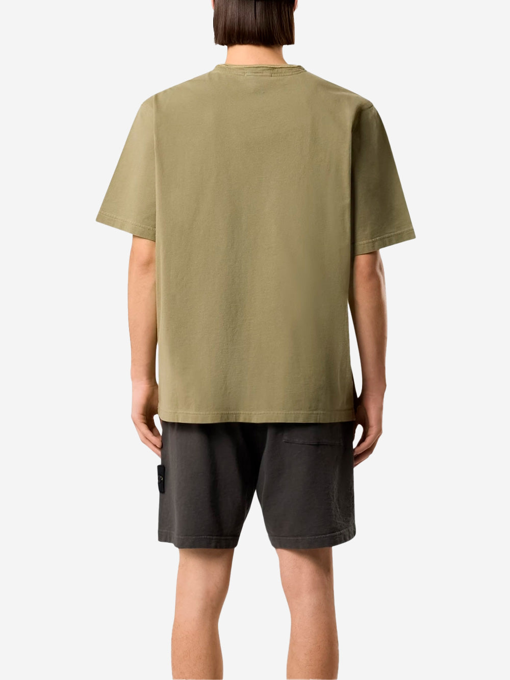 Green Combed Cotton Old Effect T-Shirt With Compass Patch Stone island – Гарантія оригінальності – збільшений вид
