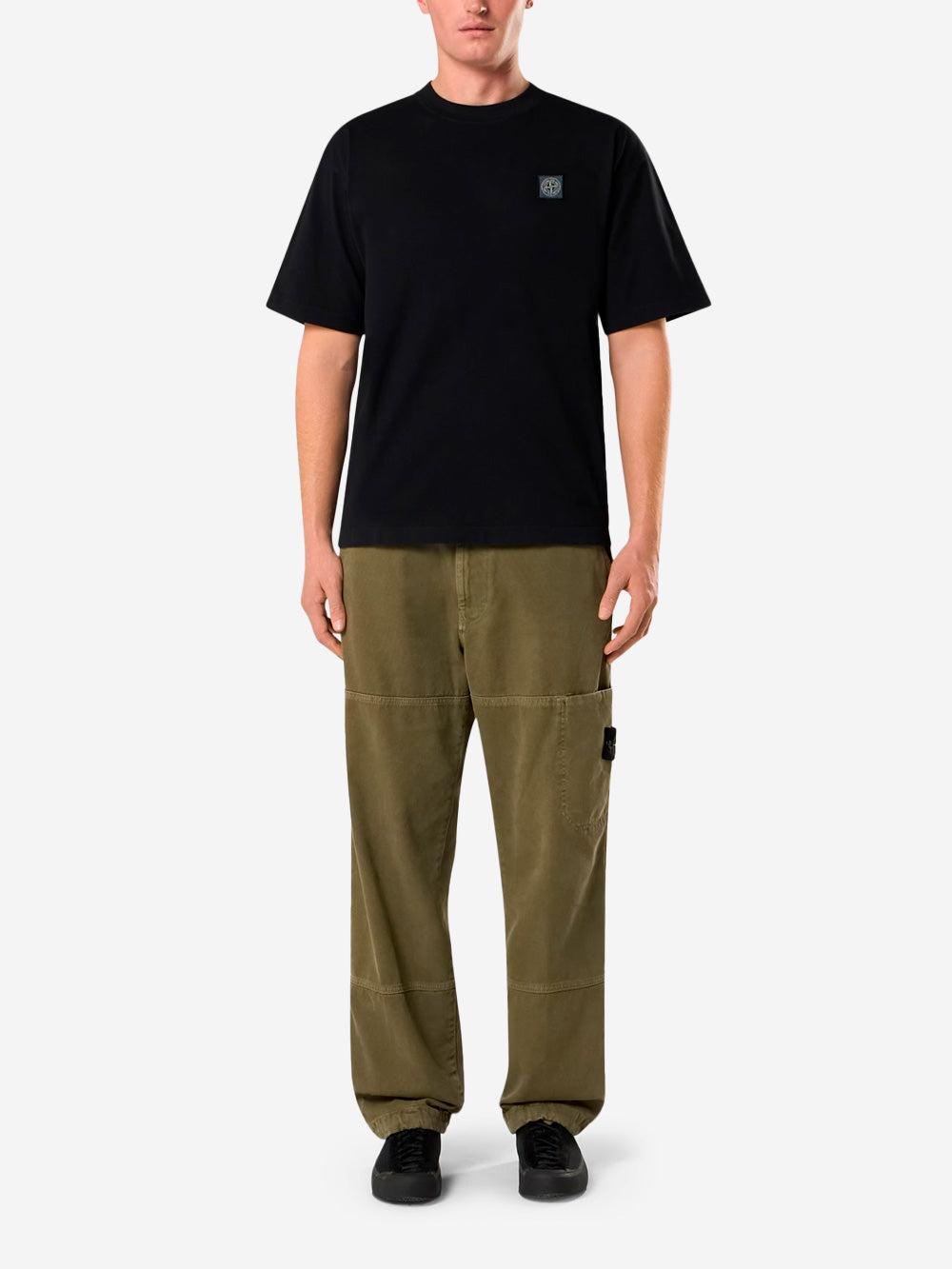 Black Short Sleeve T-Shirt With Compass Patch Stone island оригінал – Купити в Україні – вид ззаду