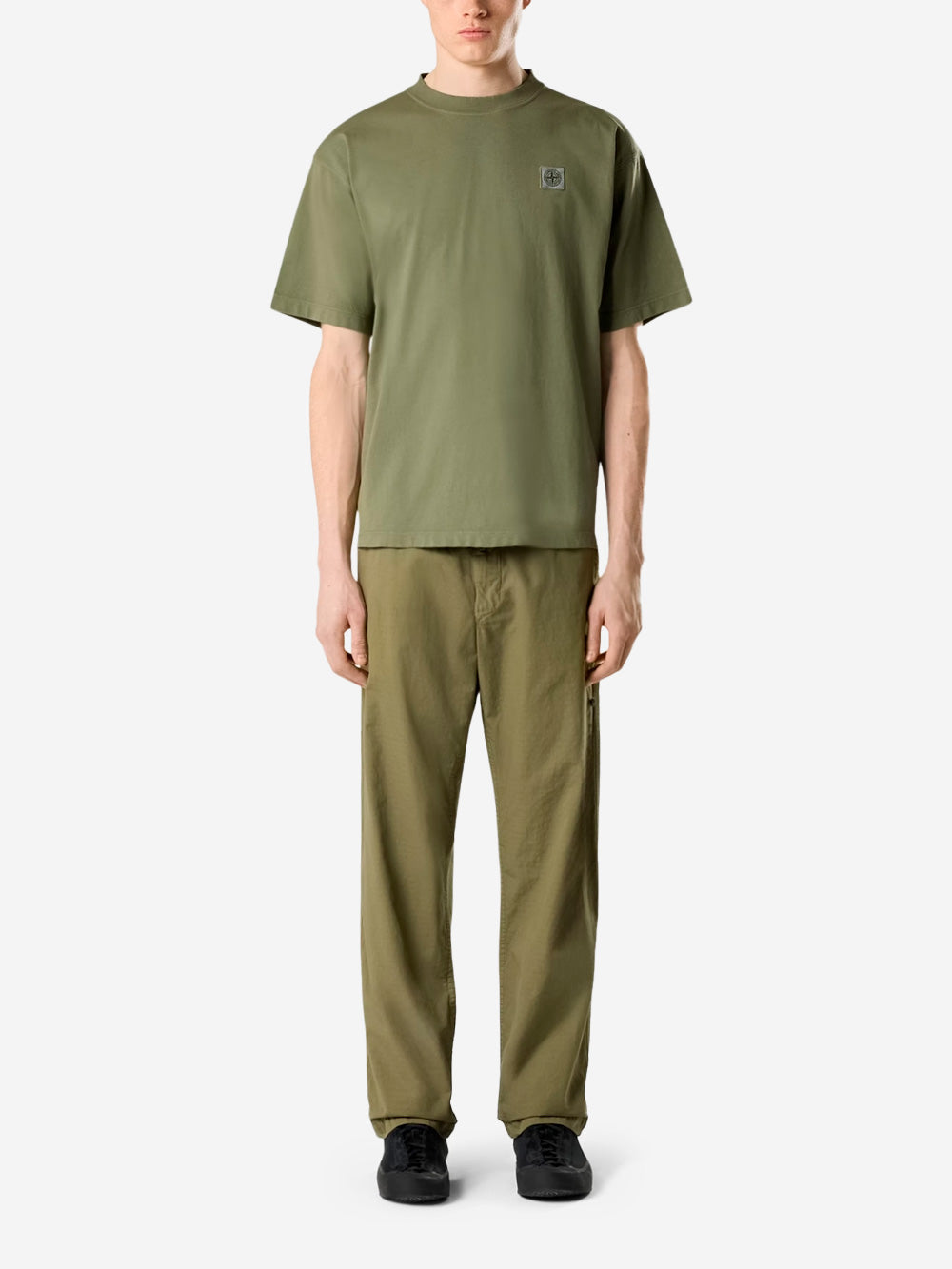 Military Green Short Sleeve T-Shirt With Compass Patch Stone island оригінал – Купити в Україні – вид ззаду