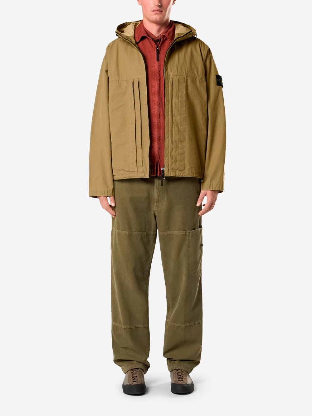 Military Green Jacket With Hood And Pigmented Resin Stone island оригінал – Купити в Україні – вид ззаду