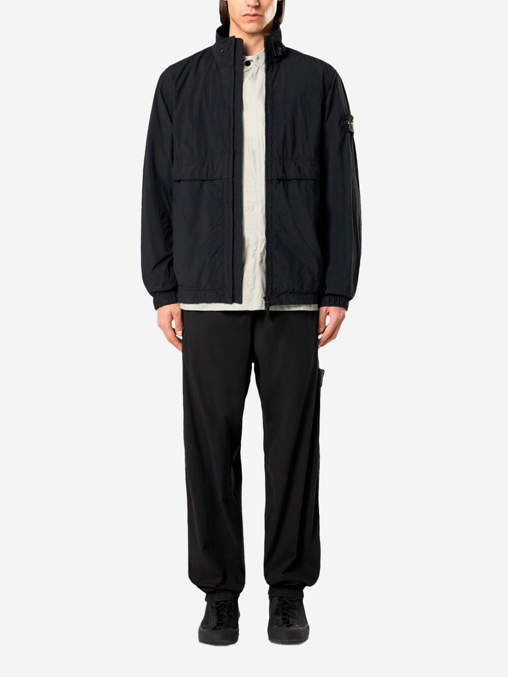 Оригінальна Black Jacket With Frosted Nylon Stiff Collar And Drip Proof Stone island – вид ззаду
