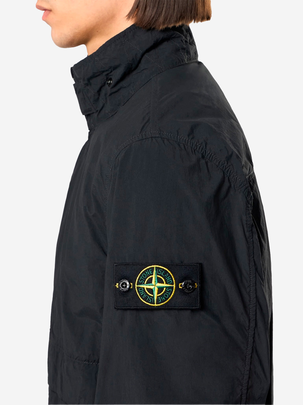 Оригінальна Black Jacket With Frosted Nylon Stiff Collar And Drip Proof Stone island – збільшений вид