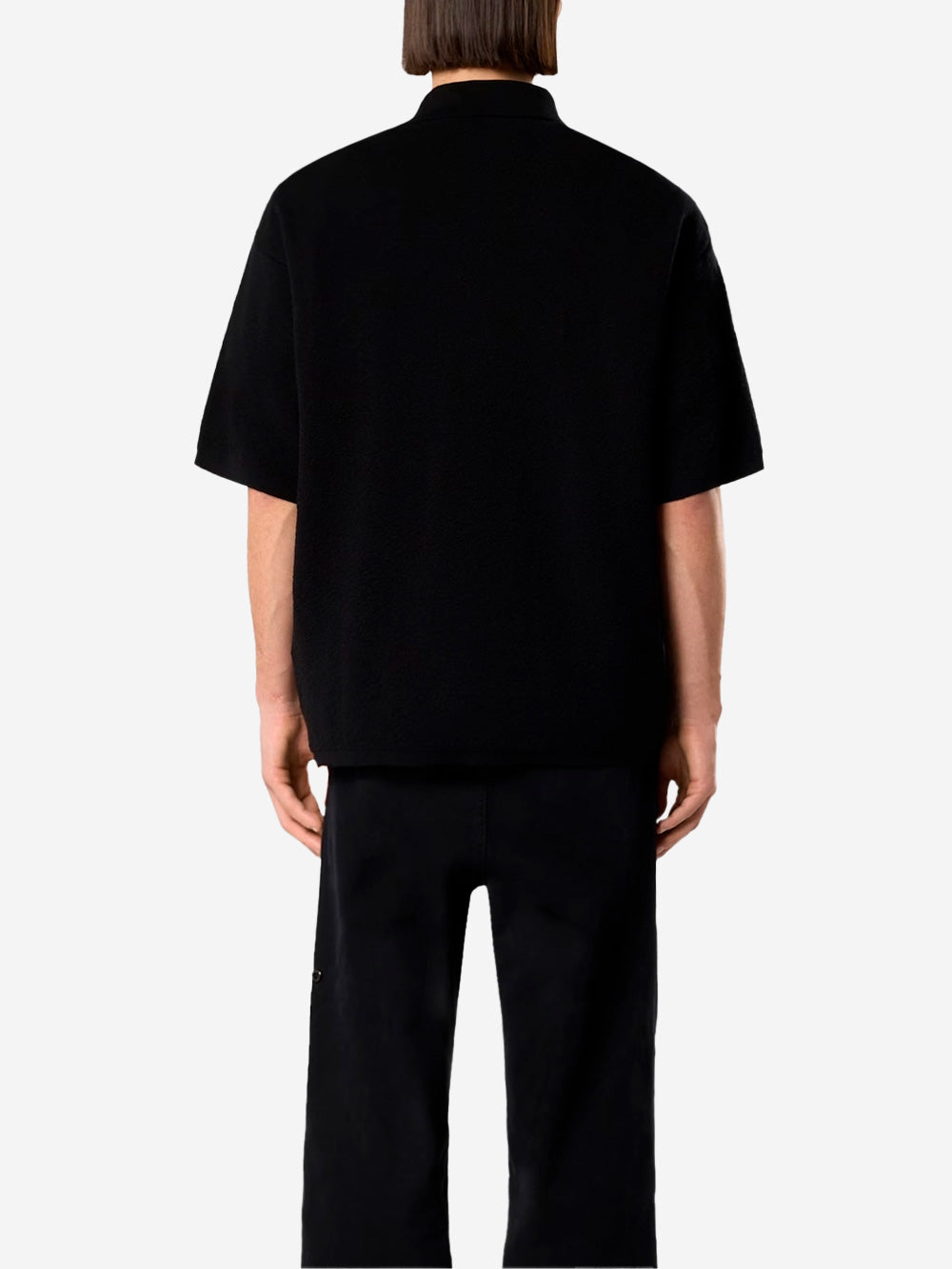 Оригінальна Black Short Sleeve Oversized Polo Shirt With Compass Zipper And Patch Stone island – збільшений вид