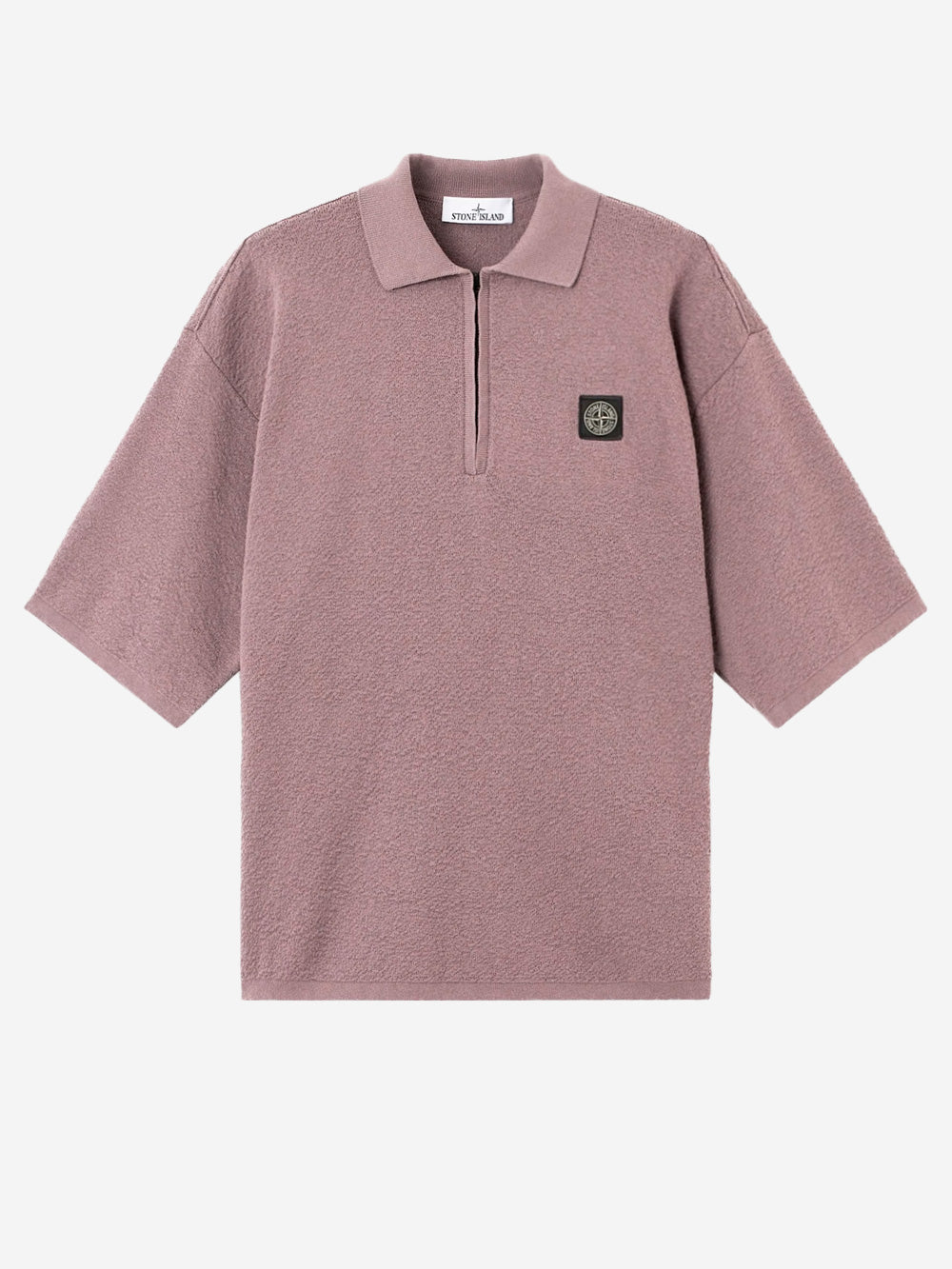Lilac Oversized Short Sleeve Polo Shirt With Zipper And Compass Patch Stone island – Гарантія оригінальності – боковий вид