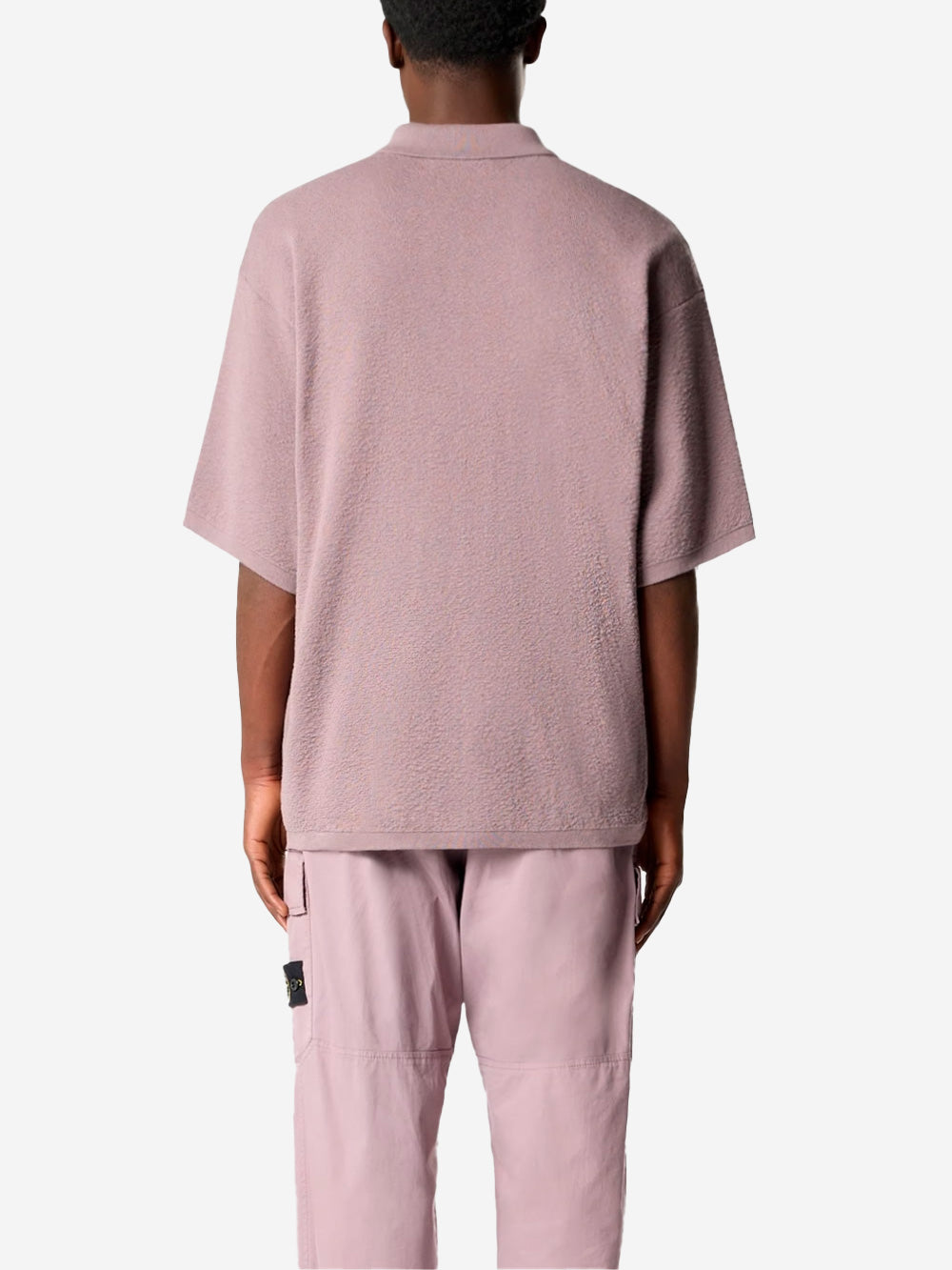 Lilac Oversized Short Sleeve Polo Shirt With Zipper And Compass Patch Stone island – Гарантія оригінальності – збільшений вид
