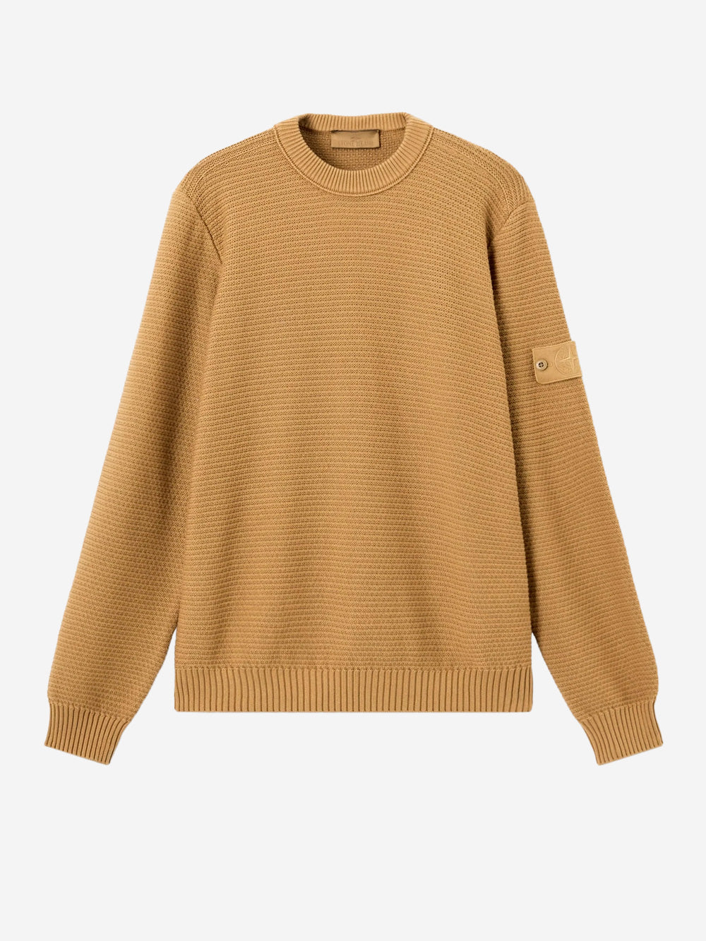 Brown Cashmere Blend Ribbed Crew Neck Sweater Ghost Stone island – Гарантія оригінальності – боковий вид - STONE ISLAND