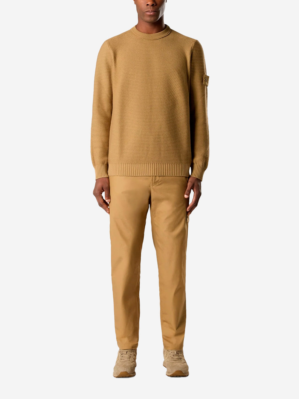 Brown Cashmere Blend Ribbed Crew Neck Sweater Ghost Stone island – Гарантія оригінальності – вид ззаду