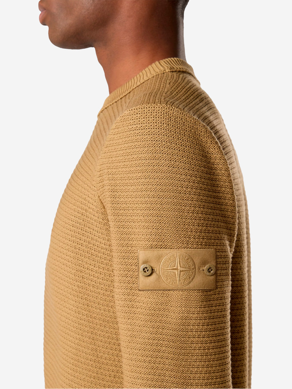 Brown Cashmere Blend Ribbed Crew Neck Sweater Ghost Stone island – Гарантія оригінальності – детальний вид